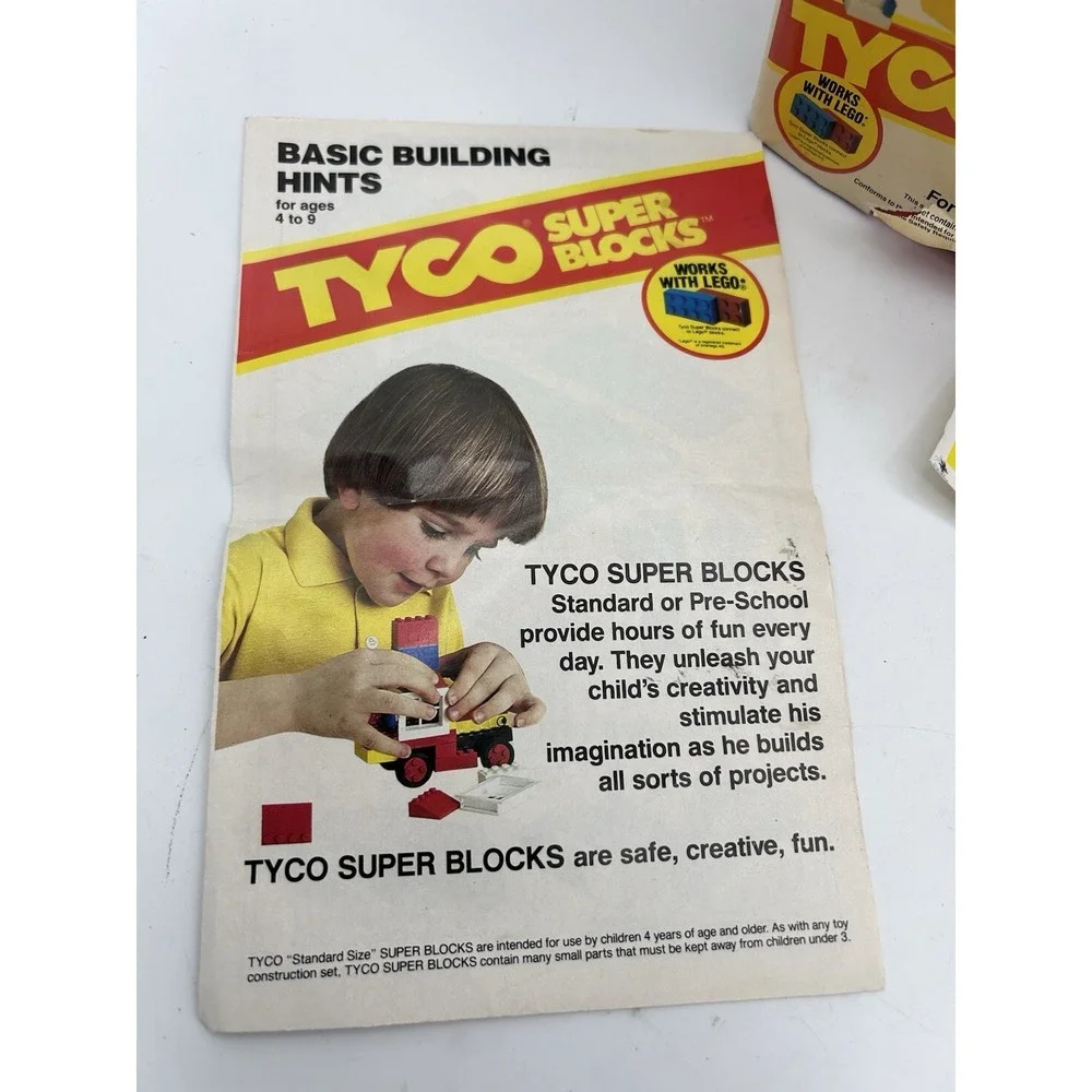 Vtg 1980's TYCO SUPER BLOCKS 171 Piece Deluxe BUILDING SET #5215 Stickers Manual